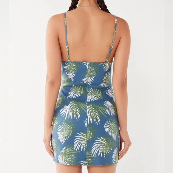 NWT urban outfitters• Palm Print Bodycon Mini
Dress Blue Size XS and S - Picture 4 of 16